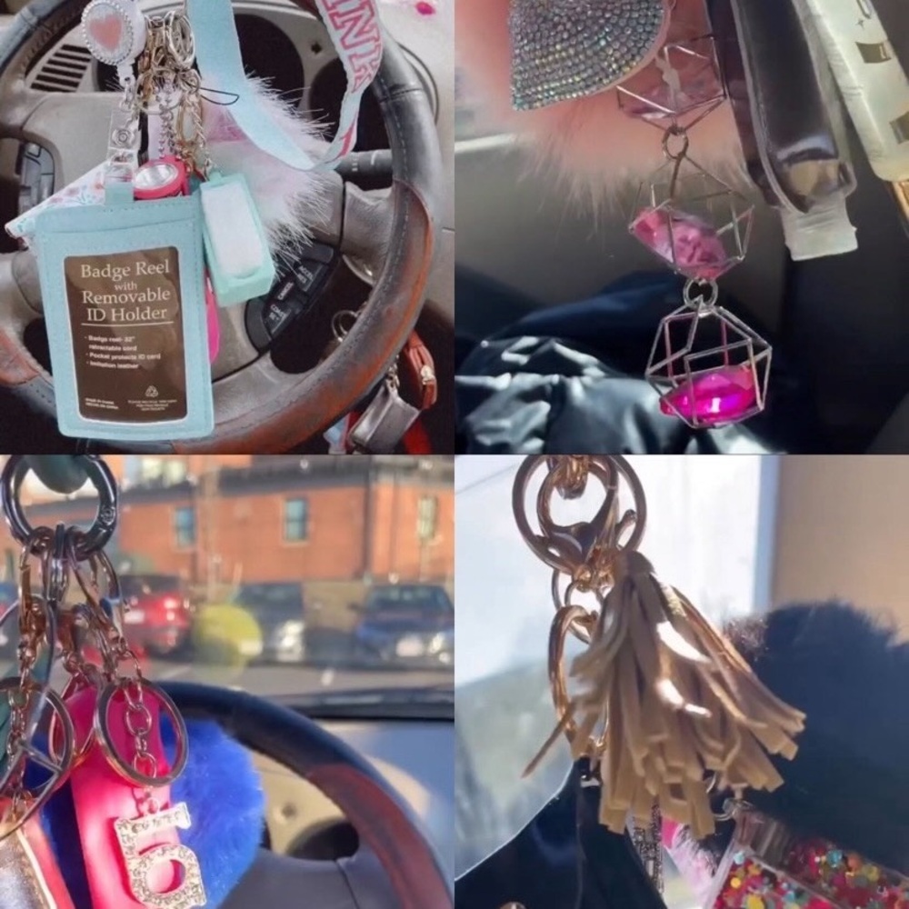 Chic Pink and Gold Keychain Accessory